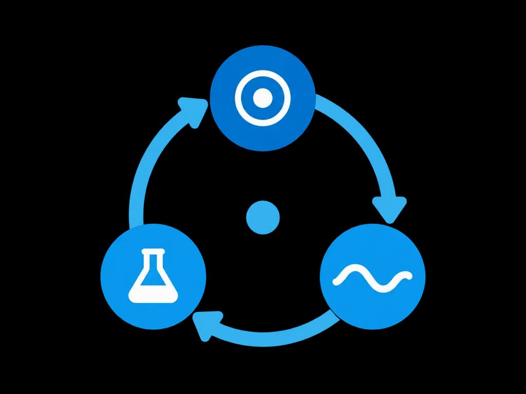 An agent loop closing between a reasoning step, a digital simulation and a physical experiment.